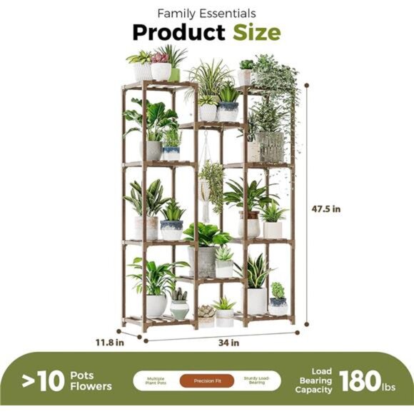 Plant Stand Indoor Outdoor Hanging Plant Shelf for Multiple Plants Pots Wood - Picture 5 of 7
